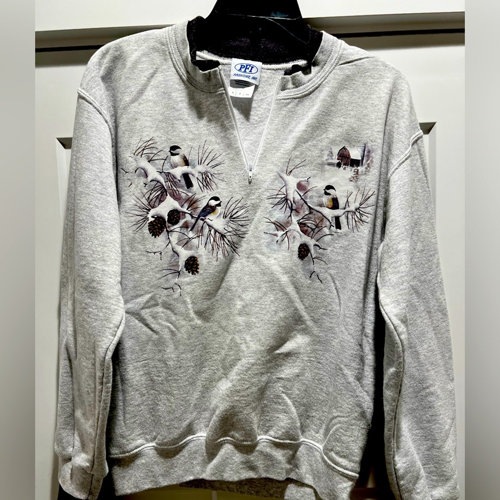 Vintage Bird, Quarter Zip, Crewneck Sweatshirt